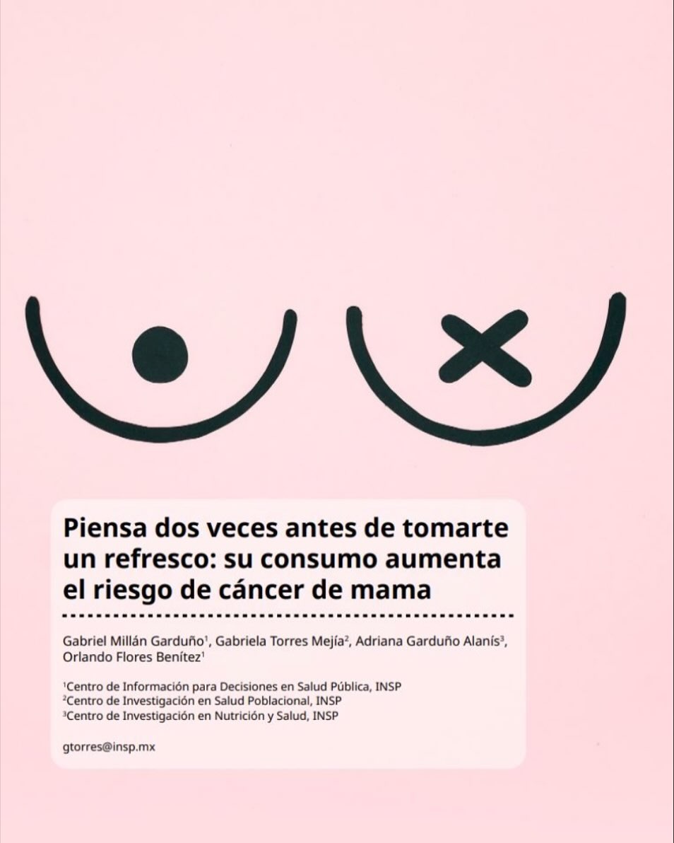 Una investigación reciente del INSP revela que el riesgo de cáncer de mama asociado al consumo de refrescos, ya sean de cola o de sabor, es significativamente mayor en mujeres premenopáusicas.

Consulta el artículo en el link de nuestra bio. 📝🔗

#GacetaINSP